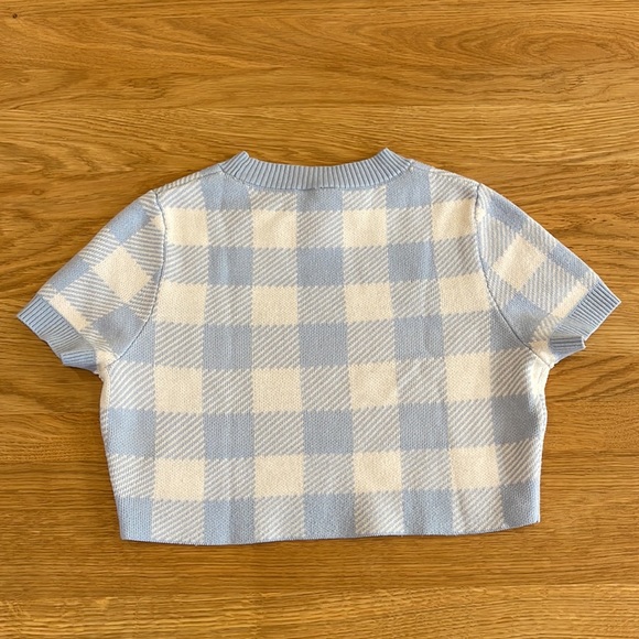 Cropped Check Knit Short Sleeve Sweater from H&M - Picture 3 of 4